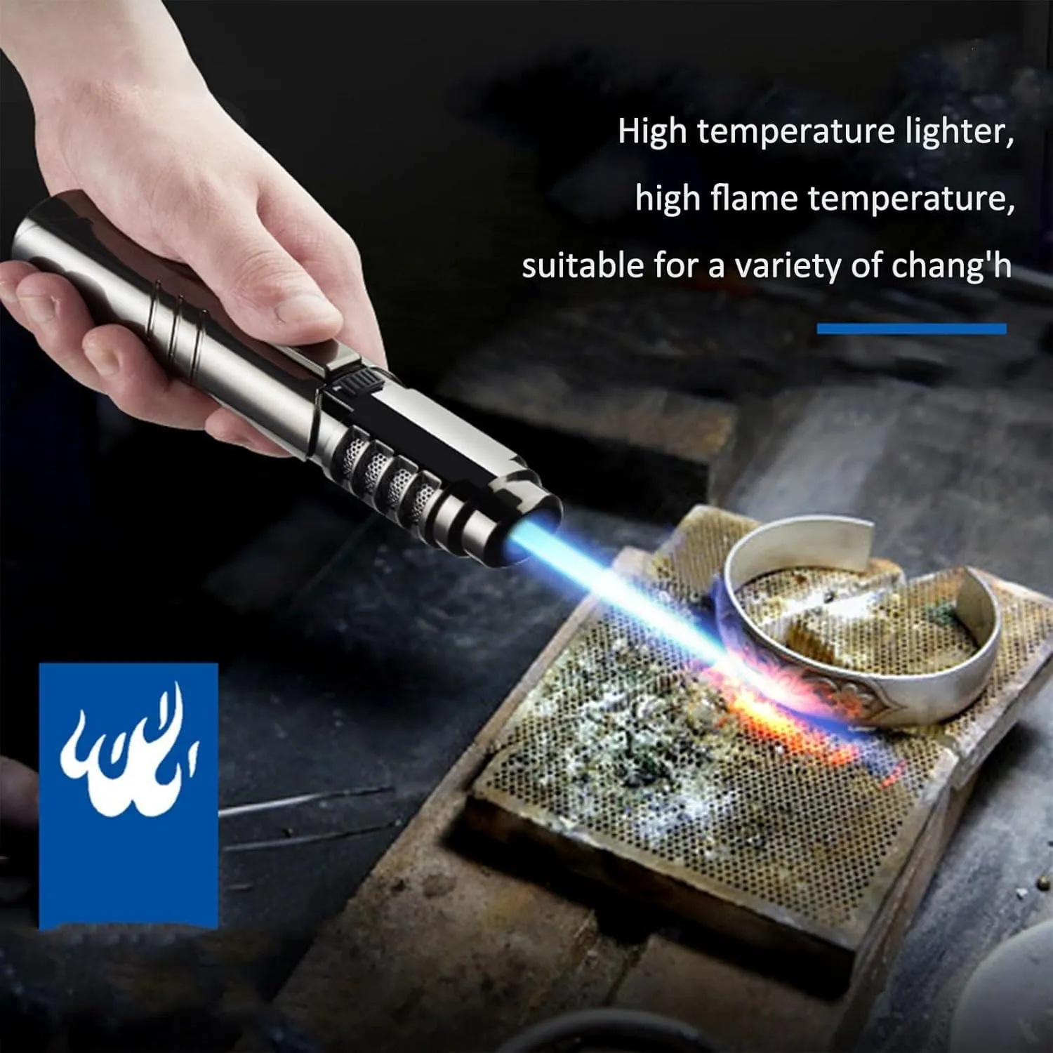 Metal Butane Torch Lighter Windproof Jet Flame Rechargeable Gas Portable(#30c4a1)
