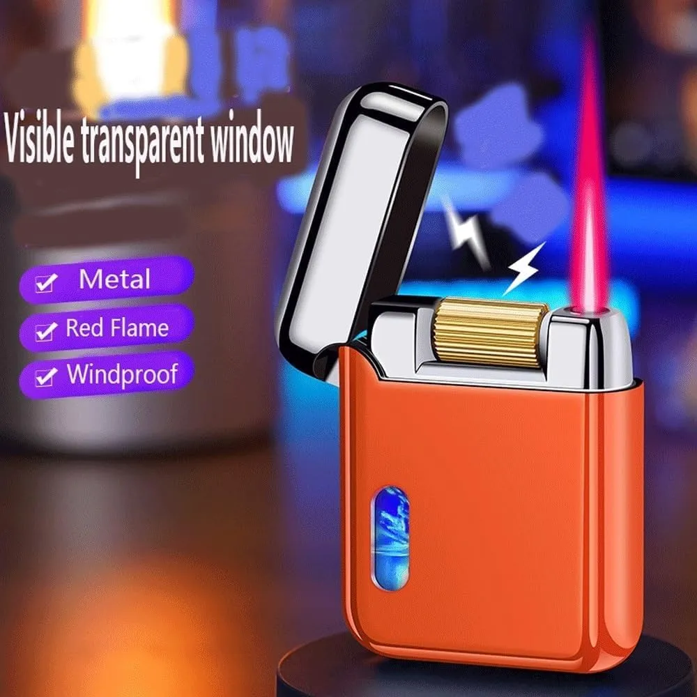 Metal Butane Windproof & Waterproof Adjustable Flame Lighter, Torch, Candle, Camping, Indoor/Outdoor, Silver
