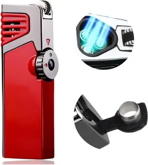 Metal Triple Jet Torch Lighter, Portable Flint Lighter, Rechargeable Jet Lighter, Gift for Men, Suitable for Candle Hiking Gear Lighter(Yellow)