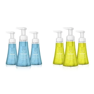 Method Foaming Hand Soap, Sea Minerals, Paraben and Phthalate Free, Biodegradable Formula, 10 fl oz (Pack of 3) & Foaming Hand Soap, Lemon Mint, Biodegradable Formula, 10 fl oz (Pack of 3)