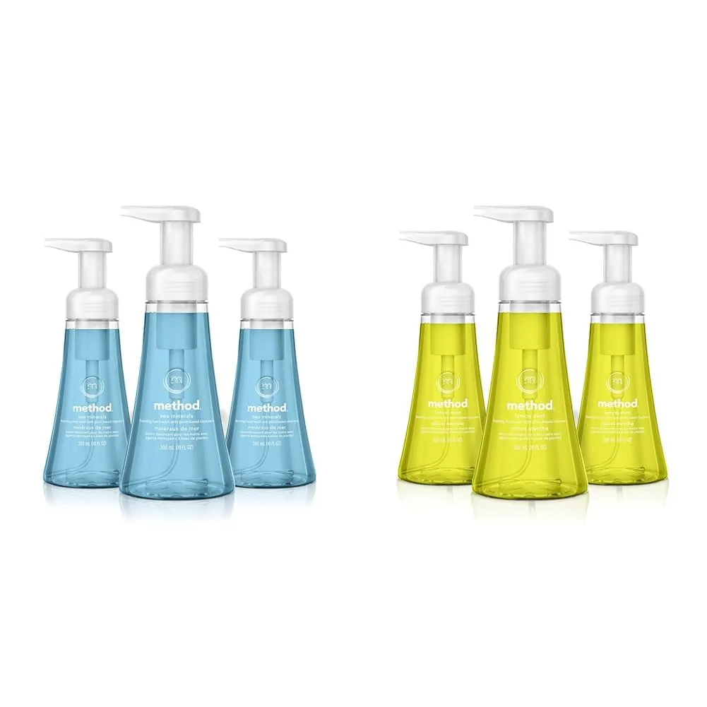 Method Foaming Hand Soap, Sea Minerals, Paraben and Phthalate Free, Biodegradable Formula, 10 fl oz (Pack of 3) & Foaming Hand Soap, Lemon Mint, Biodegradable Formula, 10 fl oz (Pack of 3)