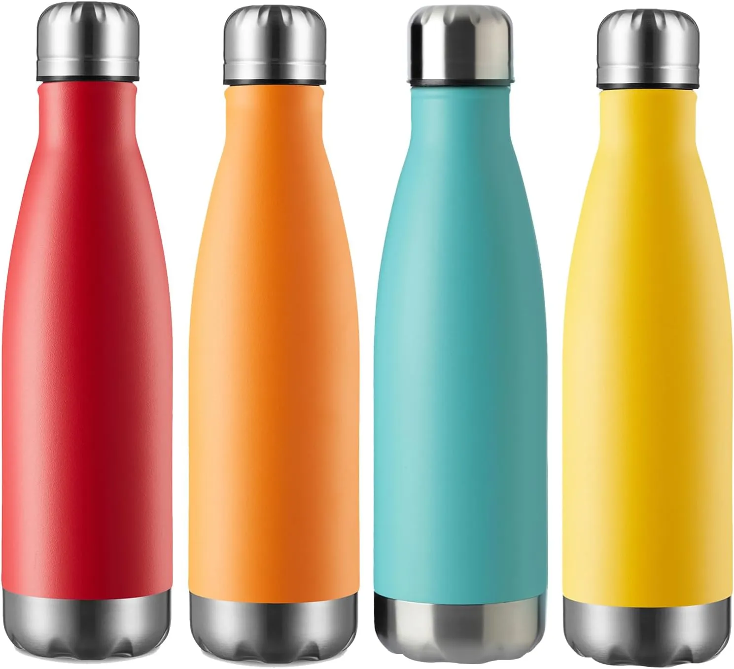 MEWAY 17oz Sport Water Bottle Vacuum Insulated Stainless Steel Sport Water Bottle Leak-Proof Double Wall Cola Shape Water Bottle,Keep Drinks Hot & Cold (4 Pack, MIX)