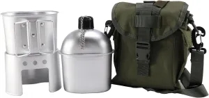 Military Canteen with Cup Stove and Molle Pouch Military Surplus Army Canteen for Outdoor Camping Hiking Surviving Backpacking