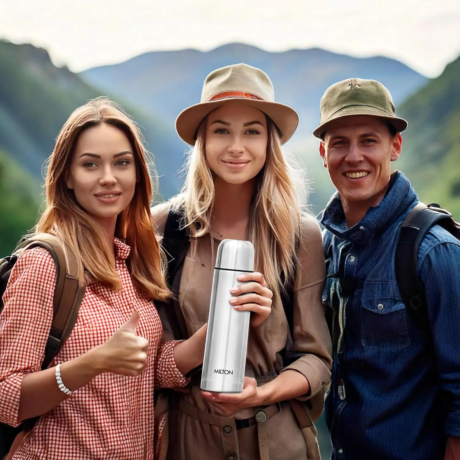 Milton Combo Vacuum Flask for Hot Drink (34 oz & 25 oz), Stainless Steel Double Walled Insulated Water Bottle for 24 Hour Hot and Cold drinks with cover, Thermosteel Flip Lid 1000 and 750 ml