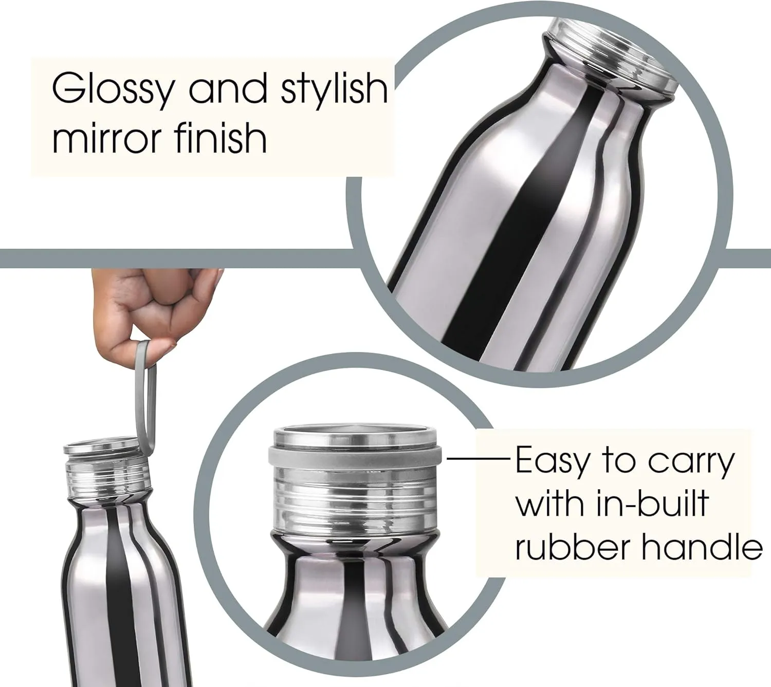 Milton Glitz 600 Vacuum Insulated Thermosteel Water Bottle/Flask | 20 oz | 580 ml | 24 hours Hot & Cold, 18/8 Stainless Steel, BPA Free, Food Grade, Leak-Proof | Silver