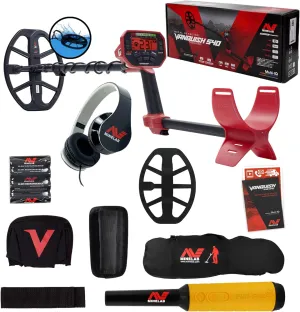 Minelab Vanquish 540 Detector w/ 12 x 9 Coil, Pro-Find 35 Pinpointer & Carry Bag