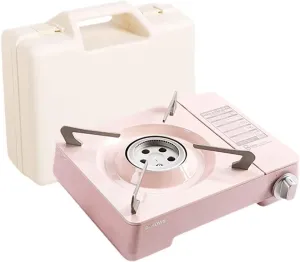 Mini Camping Stove Portable Butane Gas Stove Automatic Ignition with Carrying Case (Color : Pink, Size : 34.7 * 10.6 * 26cm)