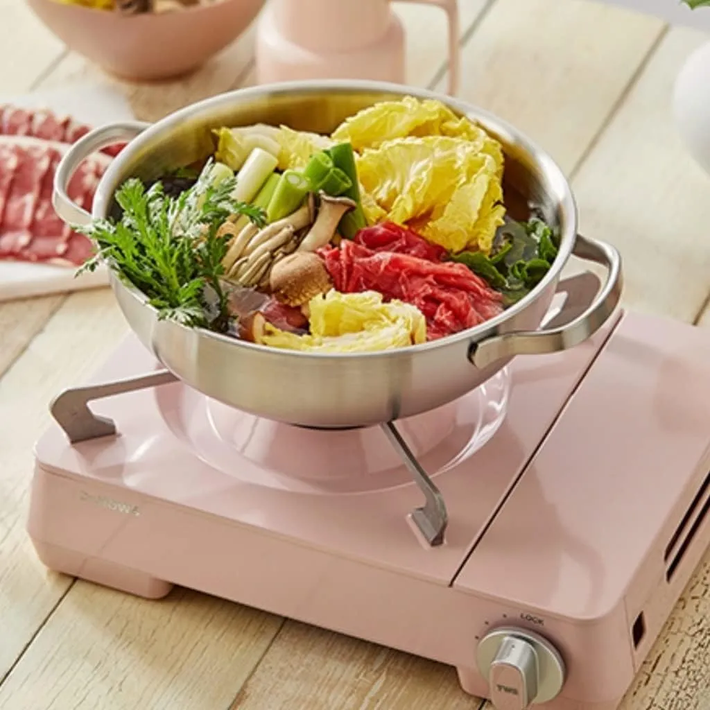 Mini Camping Stove Portable Butane Gas Stove Automatic Ignition with Carrying Case (Color : Pink, Size : 34.7 * 10.6 * 26cm)