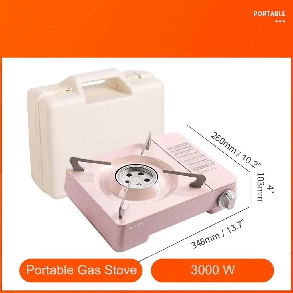 Mini Camping Stove Portable Butane Gas Stove Automatic Ignition with Carrying Case (Color : Pink, Size : 34.7 * 10.6 * 26cm)