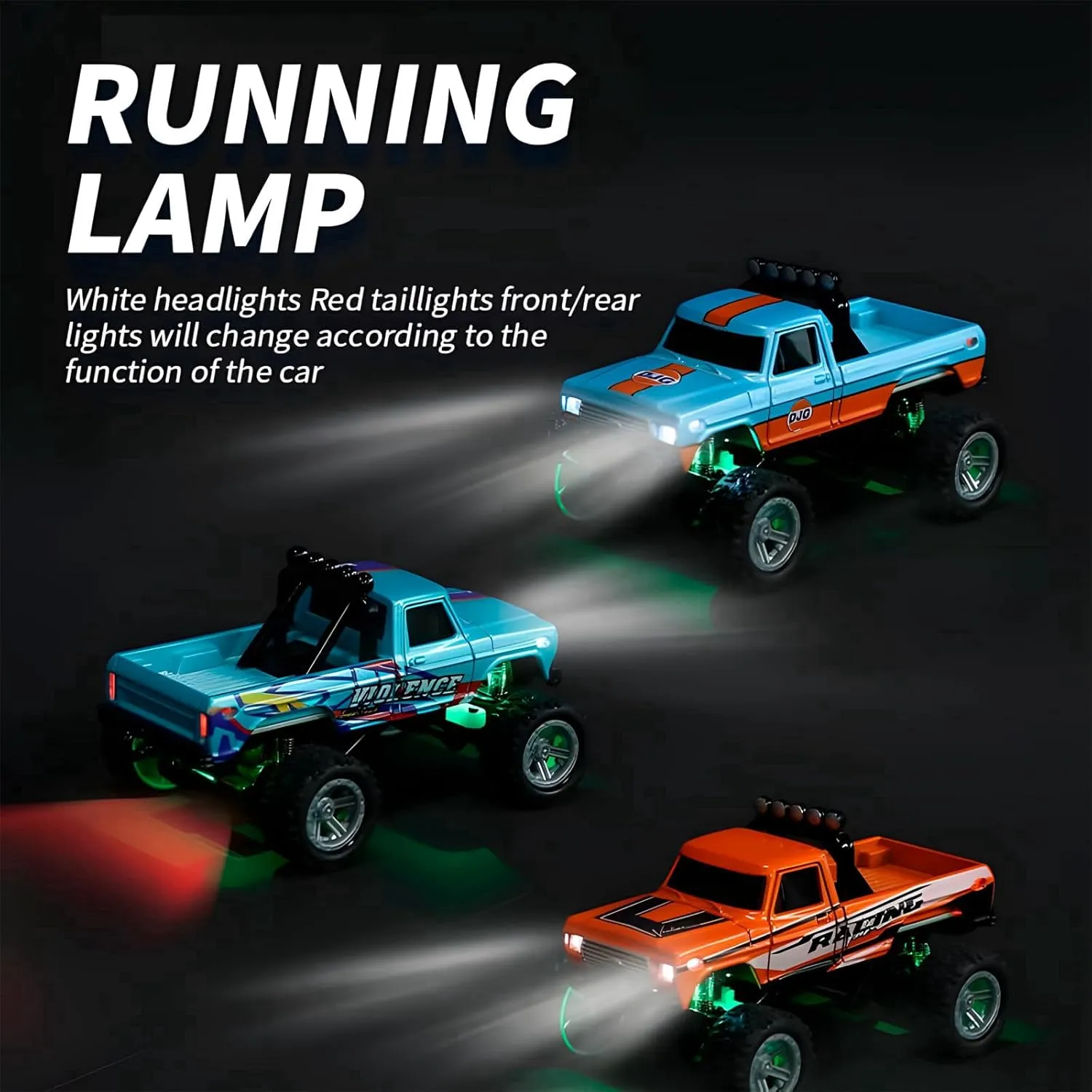 Mini RC Car, 1/64 Scale Mini Remote Control Monster Truck with Trailer, 2.4Ghz & APP Remote Control, Rechargeable Alloy Shell Mini RC Cars with Lights, Speed/Steering Adjustable (Pink)