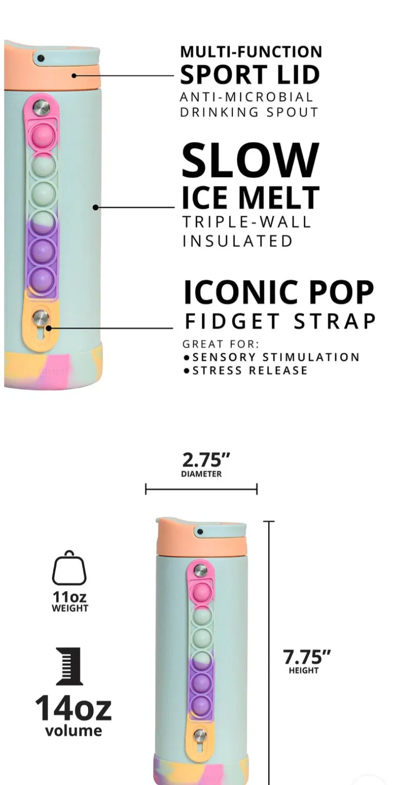 Mint Sorbet 14oz Iconic Pop Elemental Bottle