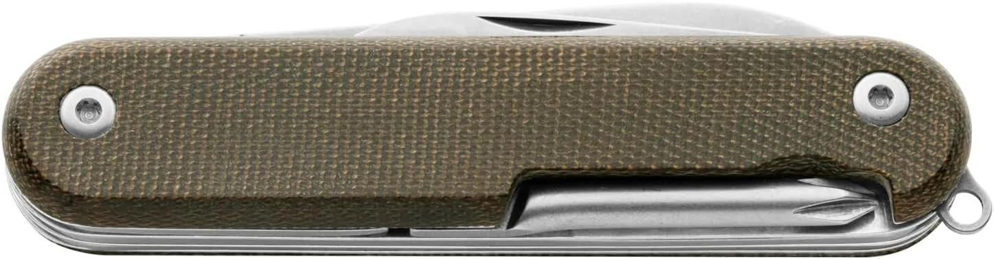 MKM Maniago Knife Makers MALGA 5 MagnaCut, Pocket Knife and Multi Tool, Blade, Saw, 5 EDC Tools in 1, Split Joint, Made in Italy (Green Micarta)