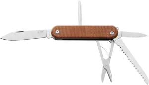 MKM Maniago Knife Makers MALGA 5 MagnaCut, Pocket Knife and Multi Tool, Blade, Saw, 5 EDC Tools in 1, Split Joint, Made in Italy (Natural Micarta)