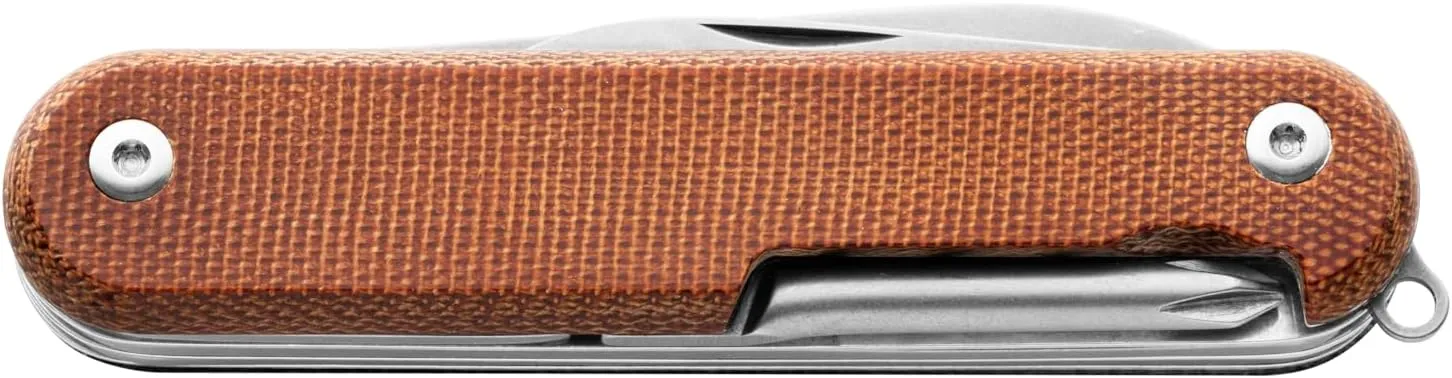 MKM Maniago Knife Makers MALGA 5 MagnaCut, Pocket Knife and Multi Tool, Blade, Saw, 5 EDC Tools in 1, Split Joint, Made in Italy (Natural Micarta)