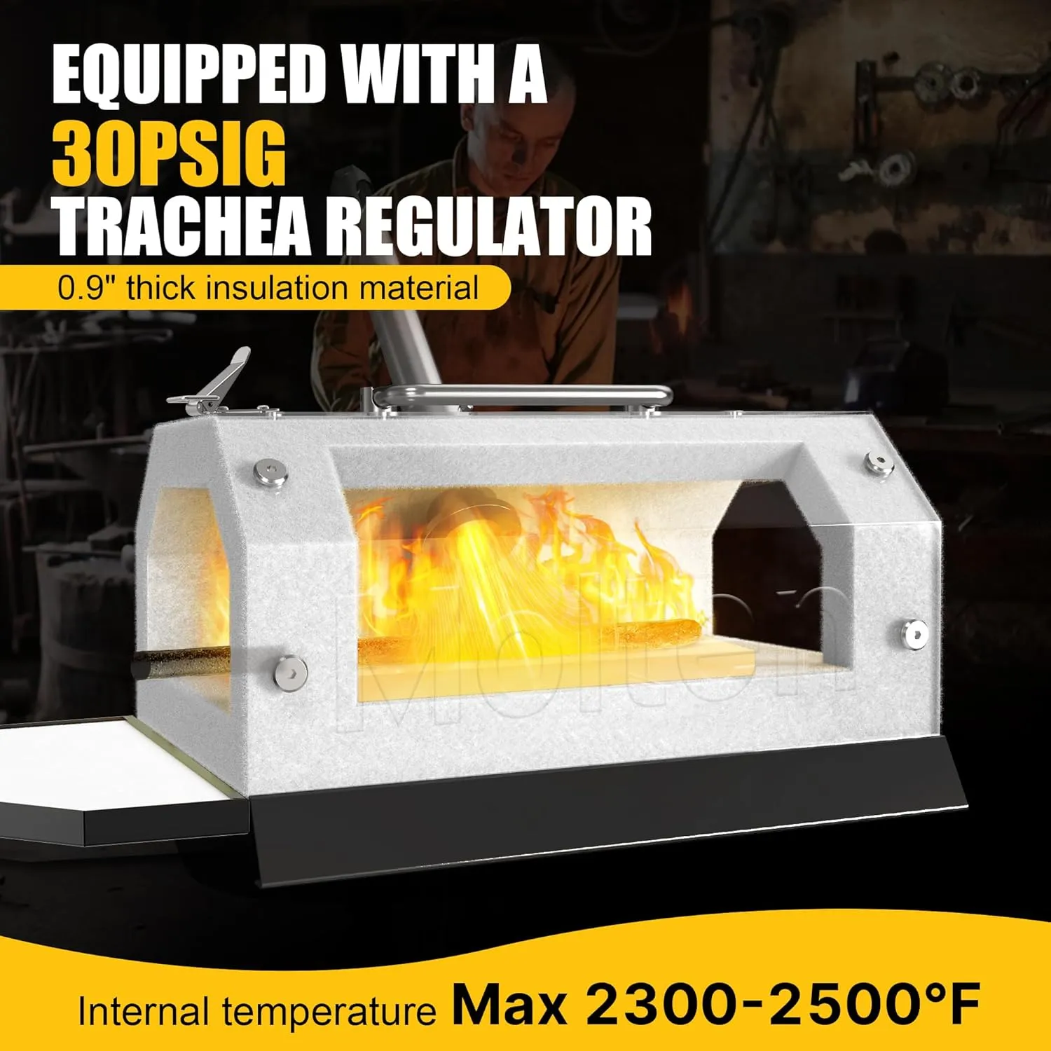 MMasters Single Burner Propane Forge for Home and Professional, Ideal for Forging Damascus Steel Knives, Blacksmithing Tools, Durable Gas Forge with Efficient Heating and Performance