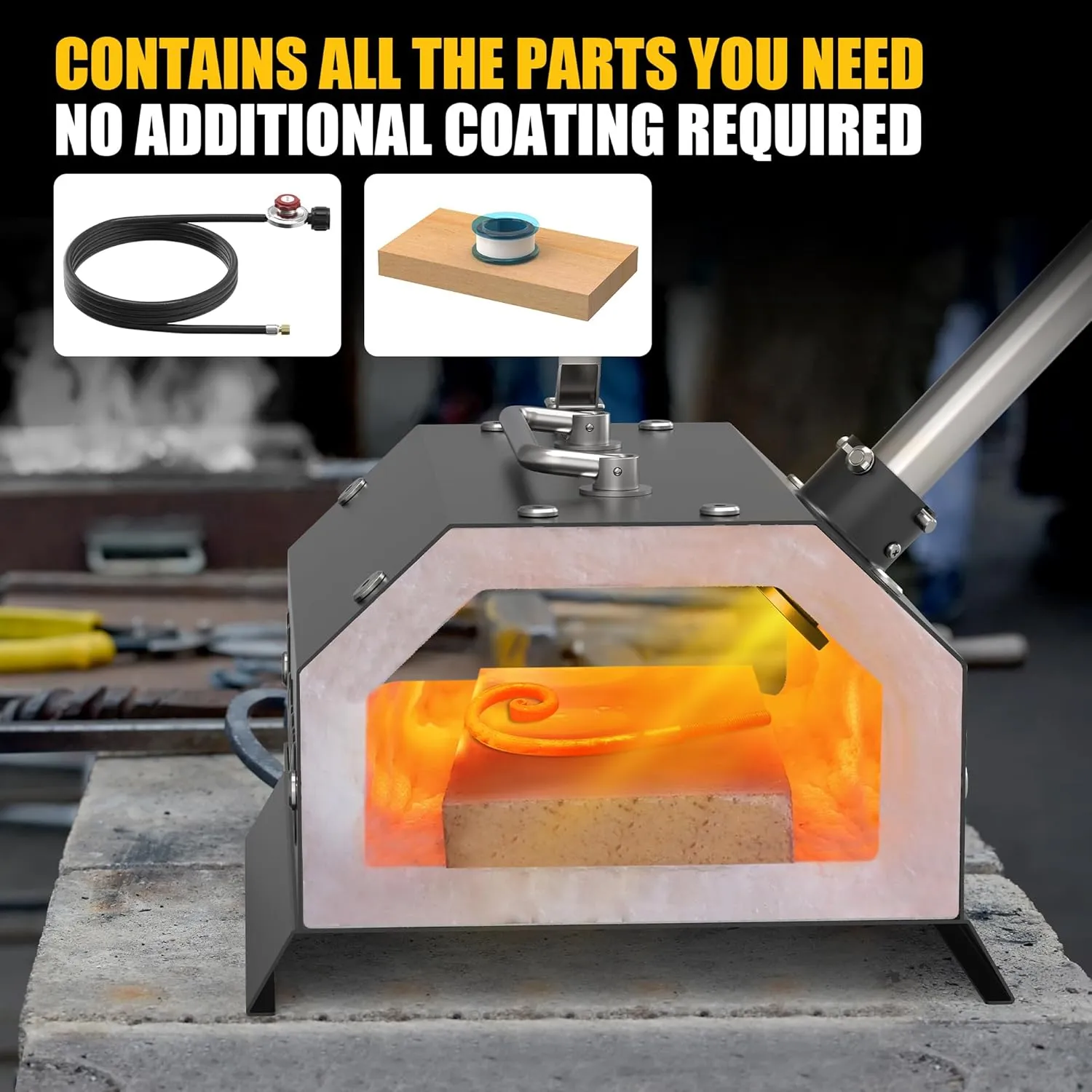 MMasters Single Burner Propane Forge for Home and Professional, Ideal for Forging Damascus Steel Knives, Blacksmithing Tools, Durable Gas Forge with Efficient Heating and Performance