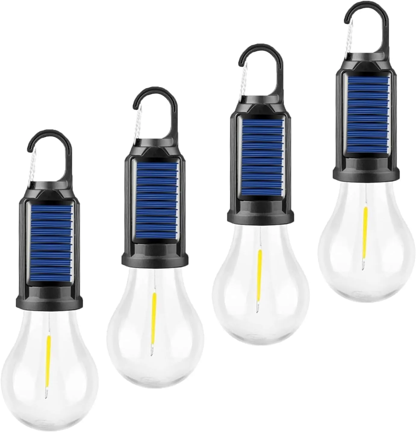MODOAO Solar Tent Lights USB Rechargeable Led Camping Lantern ,Outdoor Hanging Light Bulbs with Clip Hook for Camping, Christmas, Decorations, Emergency,Flashlight (2pcs)