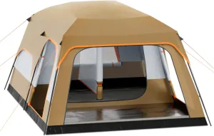 MoNiBloom 5-8 Person Extra Large Portable Cabin, 181'' Length, 1 Living Room and 2 Bedrooms, Waterproof Windproof Tent with Carry Bag for Outdoor Picnic Family Gathering