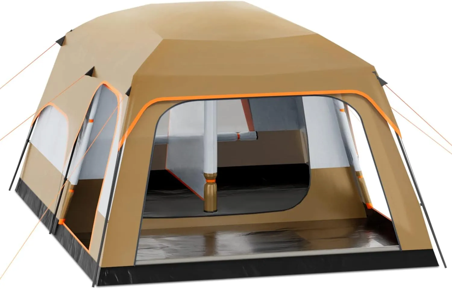 MoNiBloom 5-8 Person Extra Large Portable Cabin, 181'' Length, 1 Living Room and 2 Bedrooms, Waterproof Windproof Tent with Carry Bag for Outdoor Picnic Family Gathering