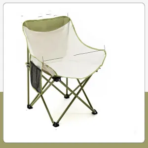 Moon chair outdoor folding portable back reclining chair beach fishing bench camping picnic ultralight chair, Army Green