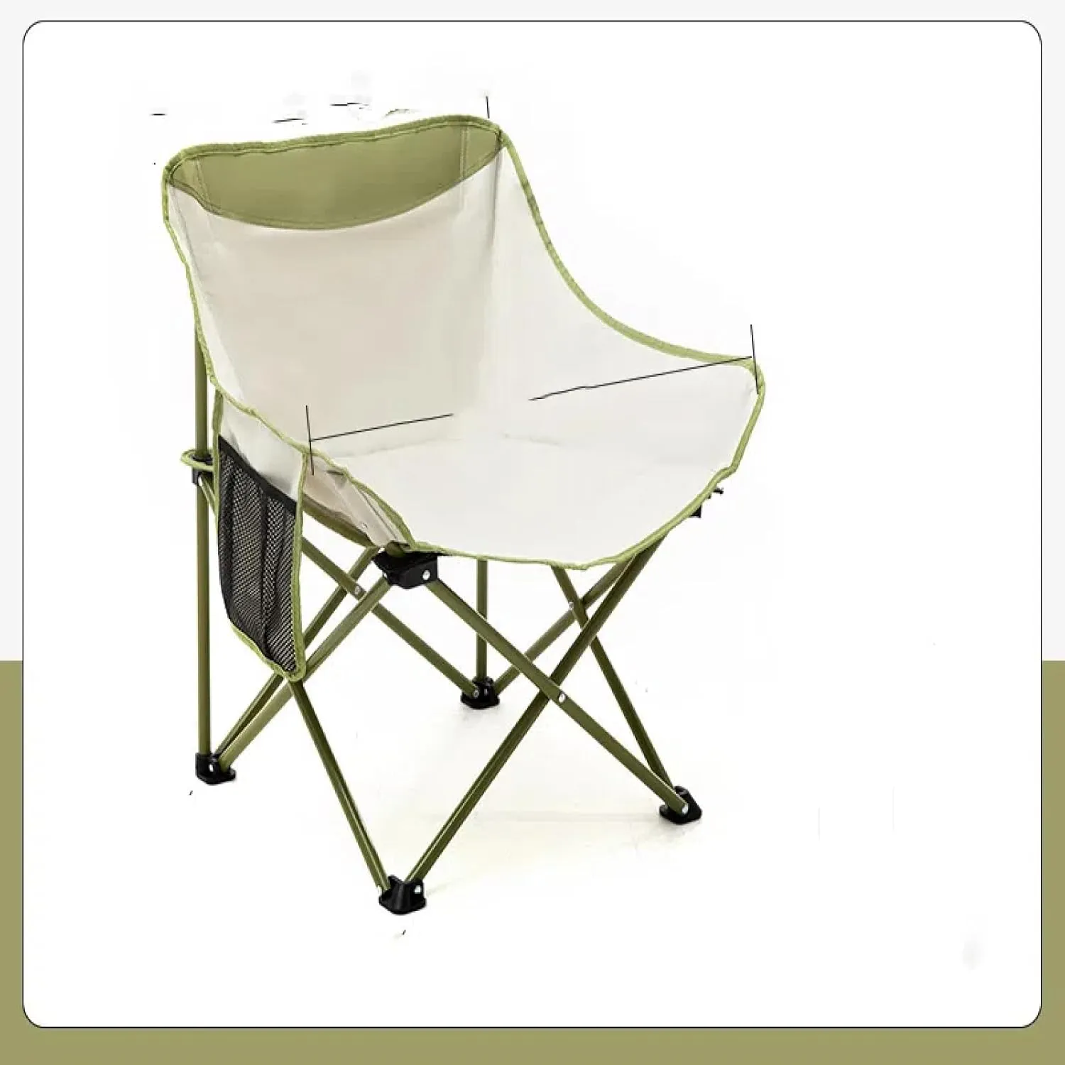 Moon chair outdoor folding portable back reclining chair beach fishing bench camping picnic ultralight chair, Army Green
