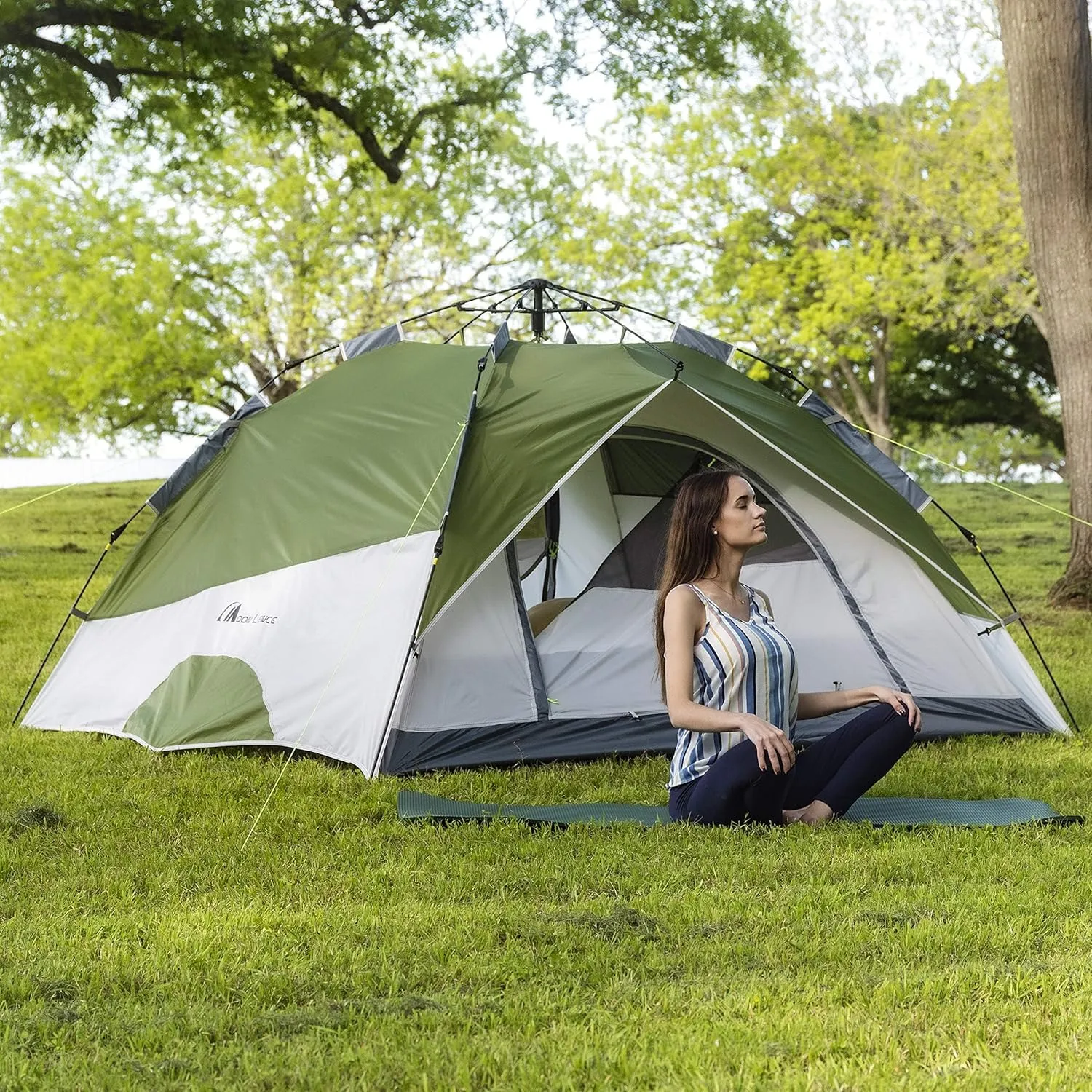MOON LENCE Pop Up Tent Family Camping Tent for 4 Person, Portable Instant/Automatic Tent Waterproof Windproof for Camping Hiking Mountaineering