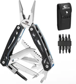 MOSSY OAK Multitool, 21-in-1 Stainless Steel Pocket Knife with G10 Handle, Screwdriver Sleeve, Self-locking Pliers with Sheath-Perfect for Outdoor, Survival, Camping, Hiking, Simple Repair