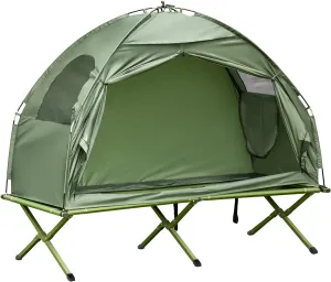 Multifunctional Folding Camping Cots For Adults, 76"Lx30.75"Wx17"H, Ultralight Cot Tent Folding Bed With Storage Bag, Off Ground Travel Cot For Hiking, Backpacking, Fishing & Picnic (Green)