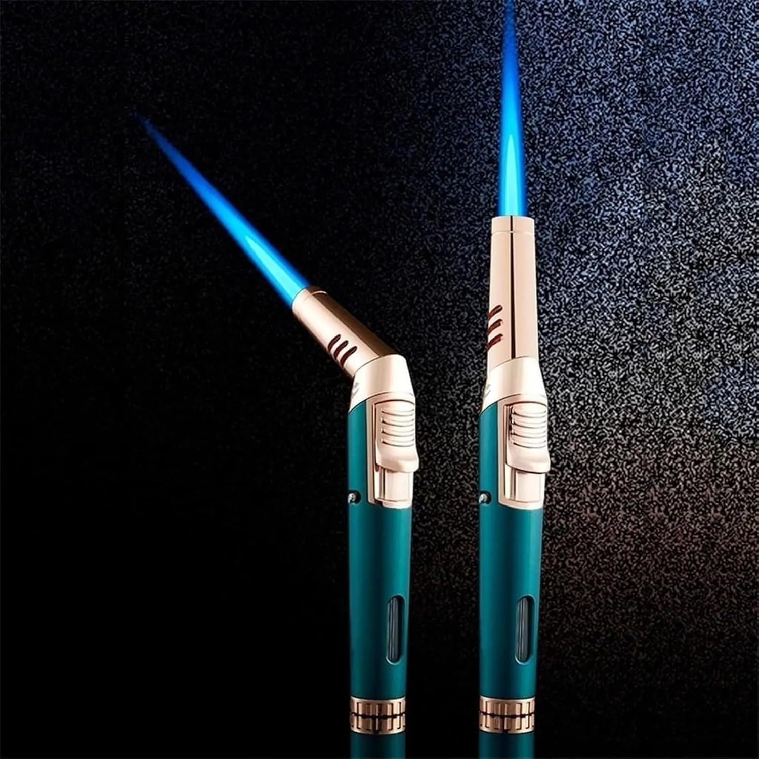 Multifunctional Windproof Portable Lighter, Adjustable Jet Flame Torch Lighter, Inflatable Metal Inflatable Elbow Lighter, Lockable Lighter with Viewing Window, Suitable for Outdoor Camping Equipment