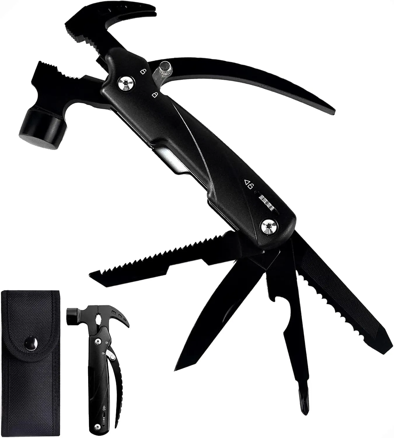 Multitool Camping Accessories Hammer, Outdoor Hiking Survival Gear Hammer Valentines Day Christmas Birthday Anniversary Best Gift for Men, Him,DIY Handyman, Carpenter, Father, Dad, Husband, Boyfriend