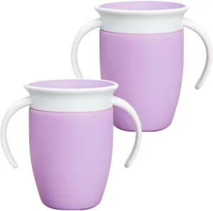 Munchkin Miracle 360 Cups for Toddlers sippy cups, toddler cups spill proof with Dentist Recommended Spoutless Design, BPA-Free Kids Cups, Easy to Clean, 7oz, 6 Months (Lilac 2 Count)