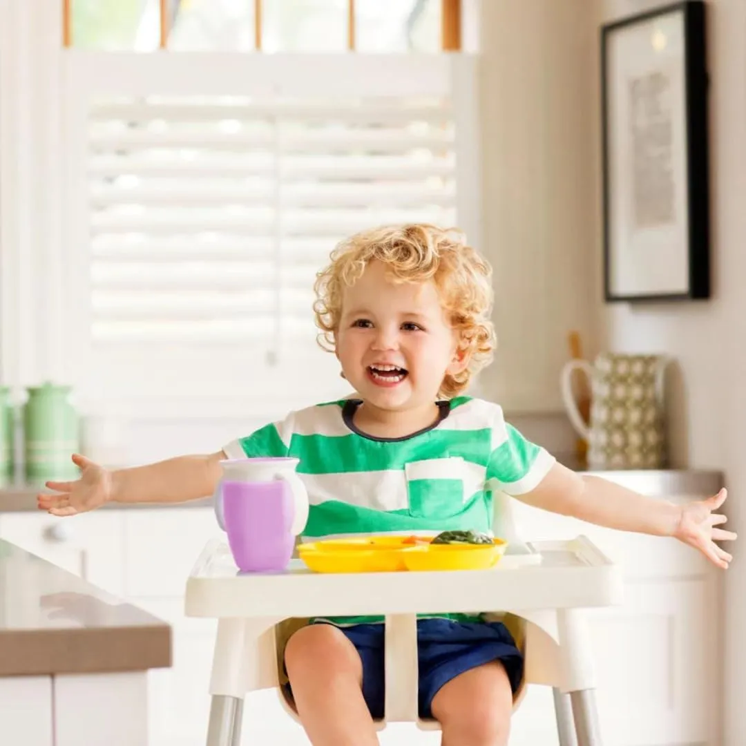 Munchkin Miracle 360 Cups for Toddlers sippy cups, toddler cups spill proof with Dentist Recommended Spoutless Design, BPA-Free Kids Cups, Easy to Clean, 7oz, 6 Months (Lilac 2 Count)