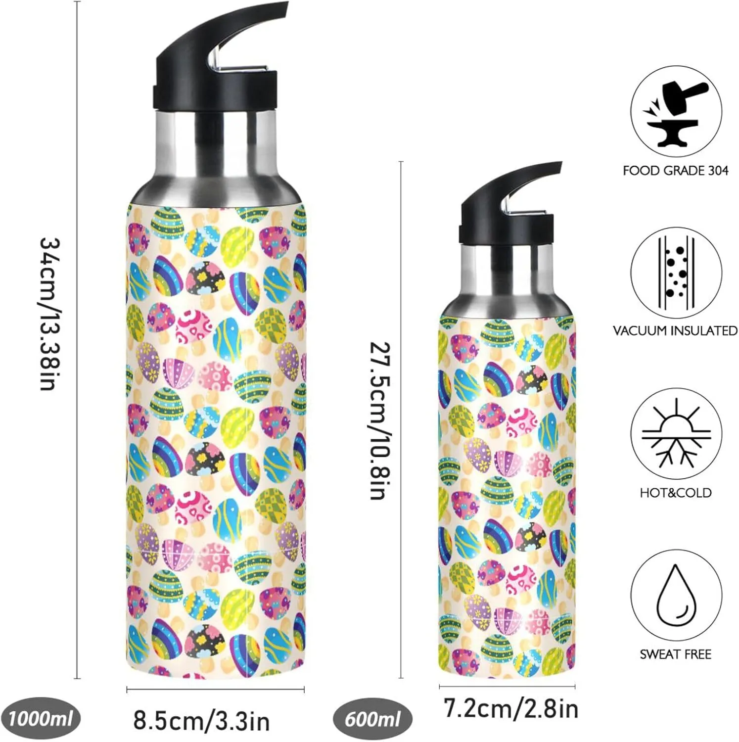 Mushroom Water Bottle with Straw Lid Double Wall Thermos Bottle Vacuum Insulated Flask Stainless Steel Water Bottle for Gym Outdoor 35 OZ