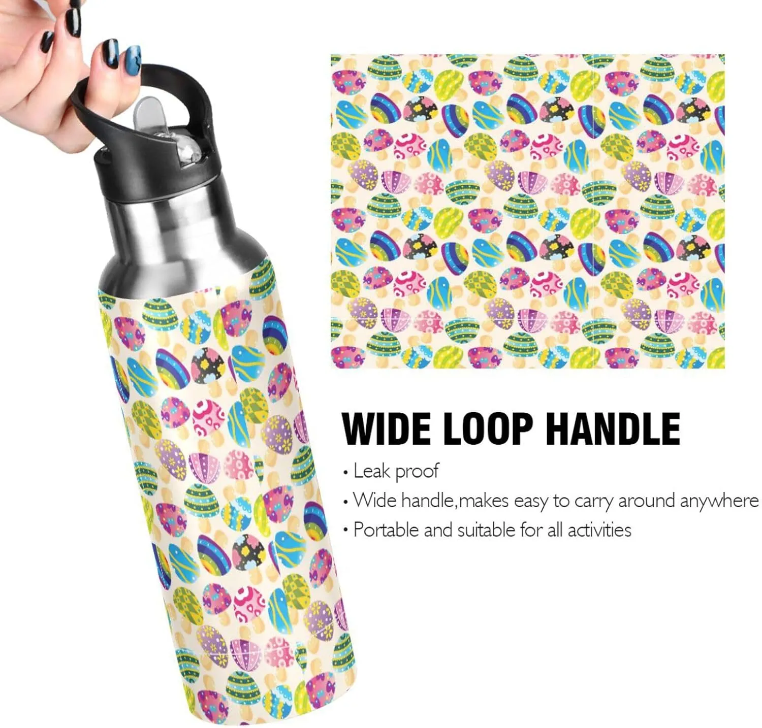 Mushroom Water Bottle with Straw Lid Double Wall Thermos Bottle Vacuum Insulated Flask Stainless Steel Water Bottle for Gym Outdoor 35 OZ