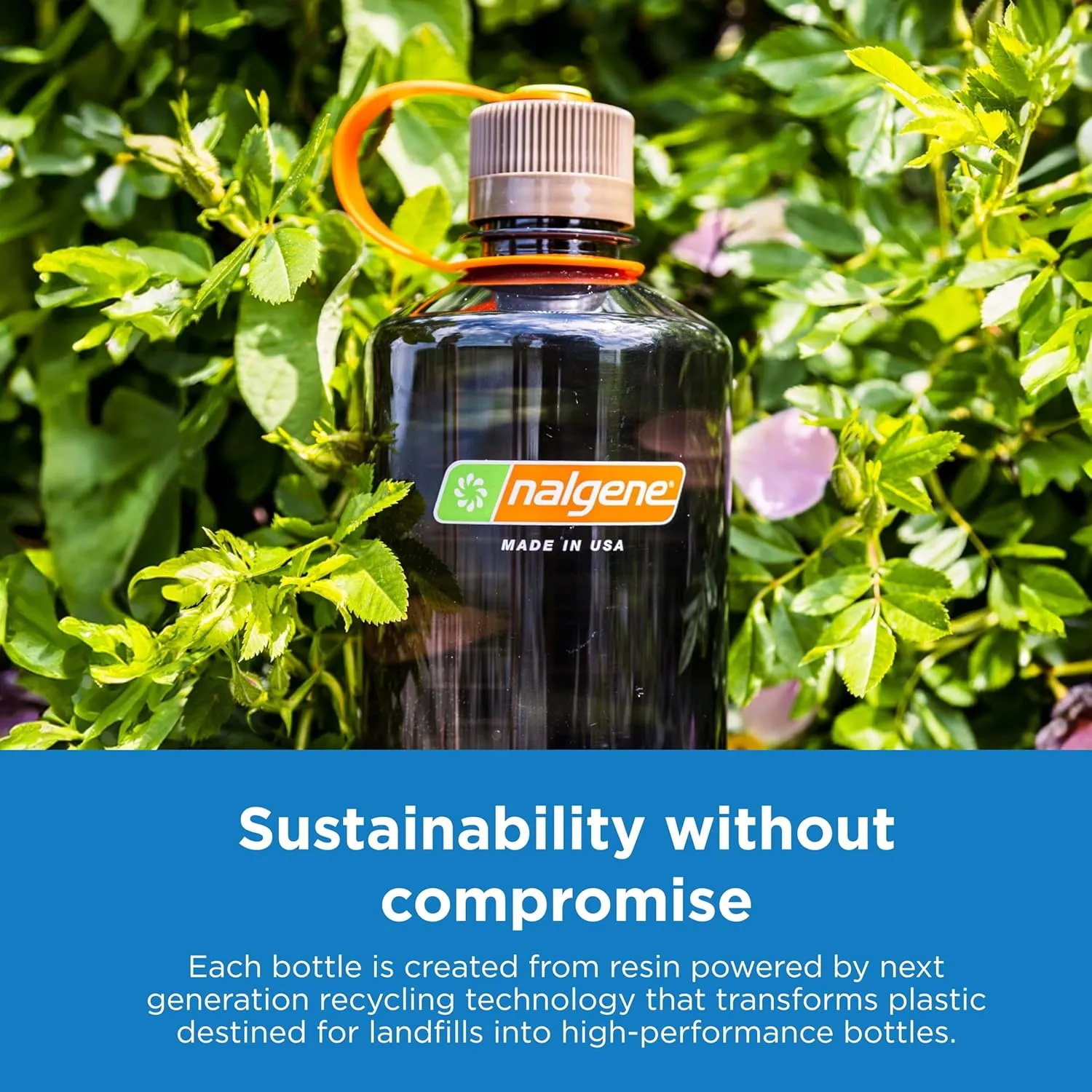 Nalgene Sustain Tritan BPA-Free Water Bottle Made with Material Derived from 50% Plastic Waste (Using ISCC Certified Mass Balance), 16 OZ, Narrow Mouth, Purple