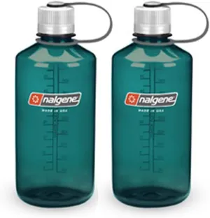 Nalgene Tritan 1-Quart Narrow Mouth BPA-Free Water Bottle (Green Set of 2)