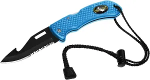 Nami Folding Knife - Wrist Lanyard, Saltwater Resistant - Scuba Diving, Spearfishing, Fishing, Hunting, Camping Gear (Blue/S.S.)