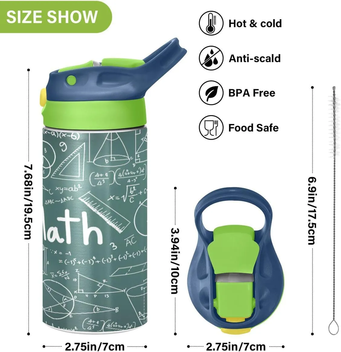 Nander Gray Wolf Insulated Kids Water Bottle 12oz,Double Wall Vacuum Stainless Steel Wide Mouth Sports Drinks Flask,Leak Proof BPA Free Travel Thermo Mug for Outdoor School