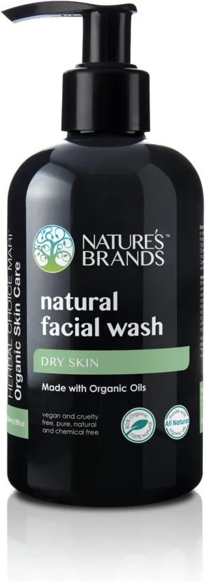 Natural Facial Wash by Herbal Choice Mari (Dry Skin, 8 Fl Oz Bottle) - Made with Organic Ingredients