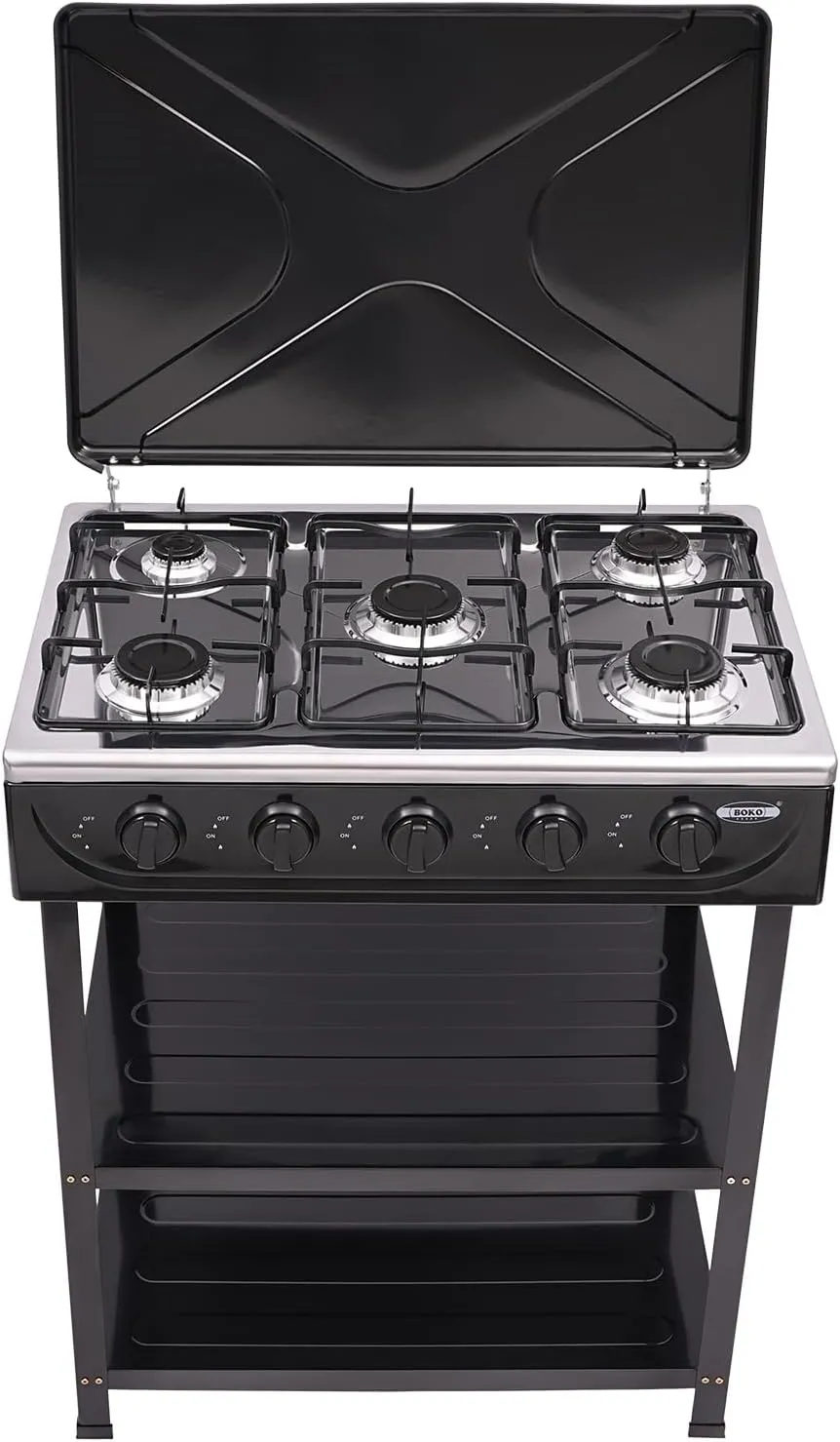 Natural Gas Stove Outdoor 5-Burner, Outdoor Portable Propane Stove Gas Cooker, 12.5KW High-Power Camping Stove with Windproof Cover &Detachable Stand Legs, Backyard BBQ, Family Trip, Outdoor Cooking
