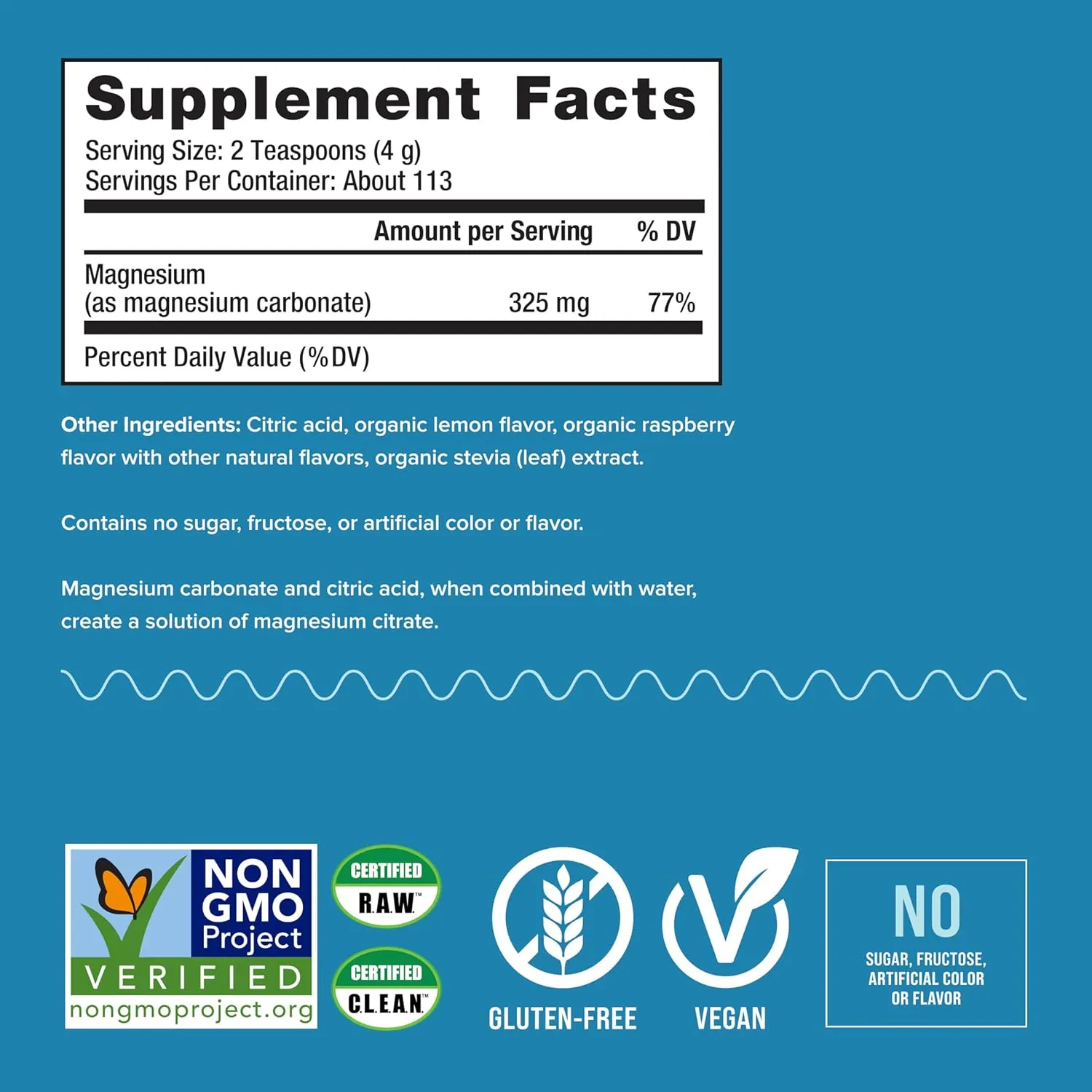 Natural Vitality Calm, Magnesium Citrate Supplement, Anti-Stress Drink Mix Powder, Gluten Free, Vegan, & Non-GMO, Raspberry Lemon, 16 oz