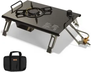 Naturehike Desktop & Embed Folding Single-Burner Gas Stove,13,648BTU Portable Gas Stove with Carrying Handle, Electronic Ignition Outdoor Camping Cooking Stove