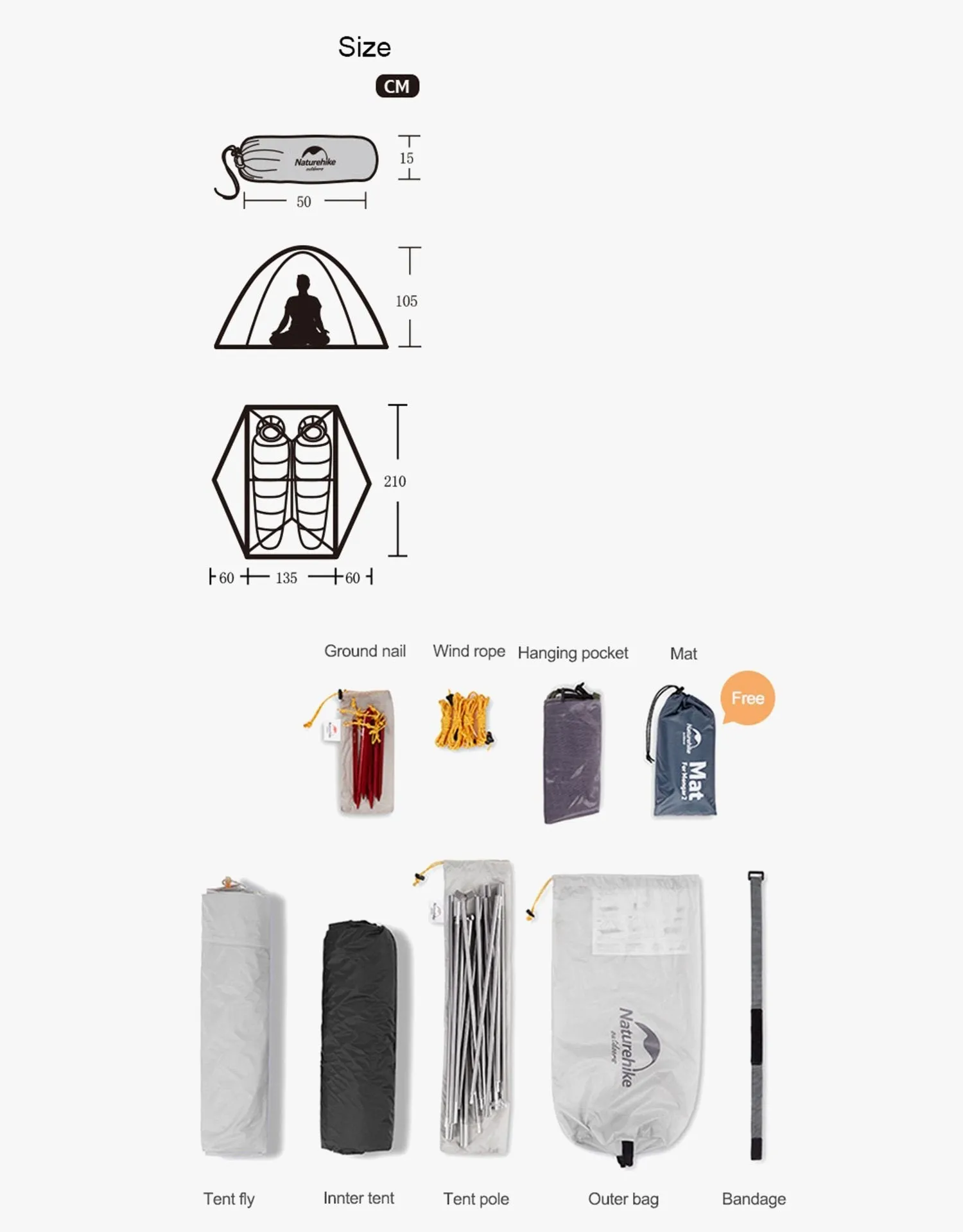 Naturehike Mongar ultralight 2 man tent  NH17T007-M