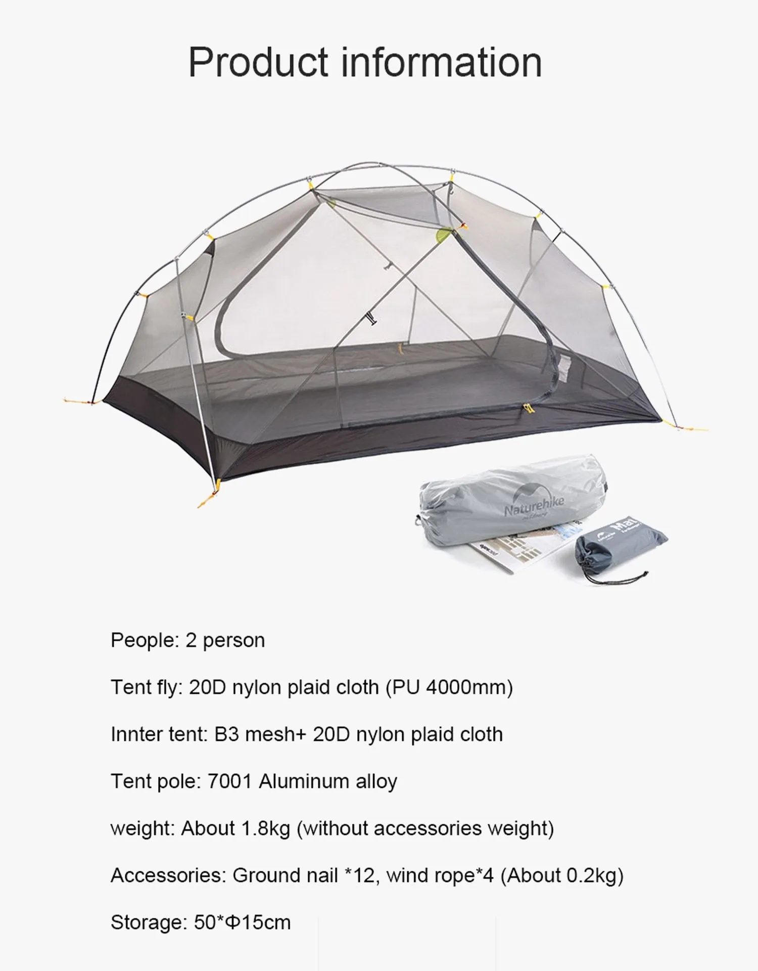 Naturehike Mongar ultralight 2 man tent  NH17T007-M