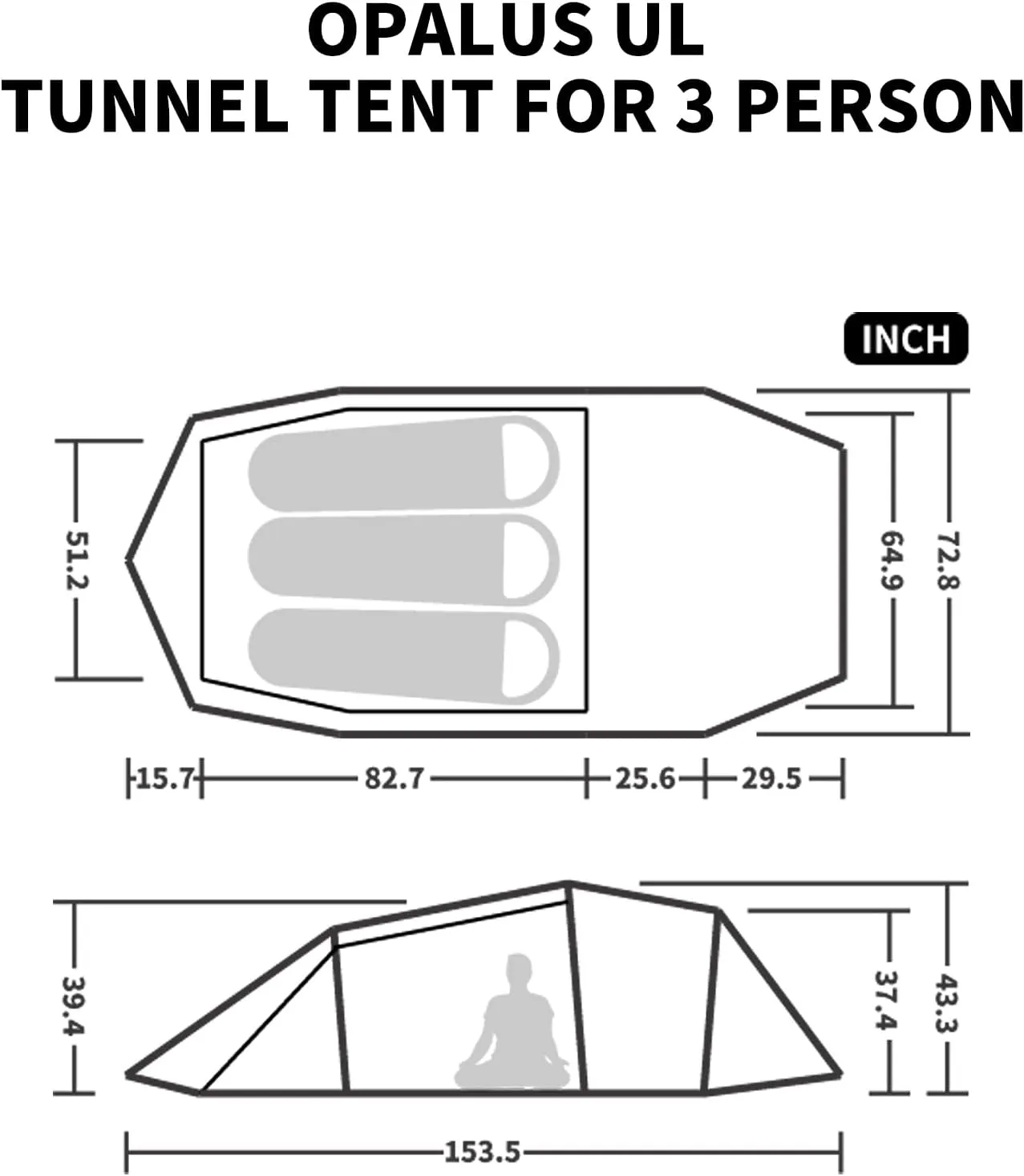Naturehike Opalus 2/3 Person Tunnel Tent, Lightweight Backpacking Tent with Vestibule, Double Wall 4 Season Tents for Camping