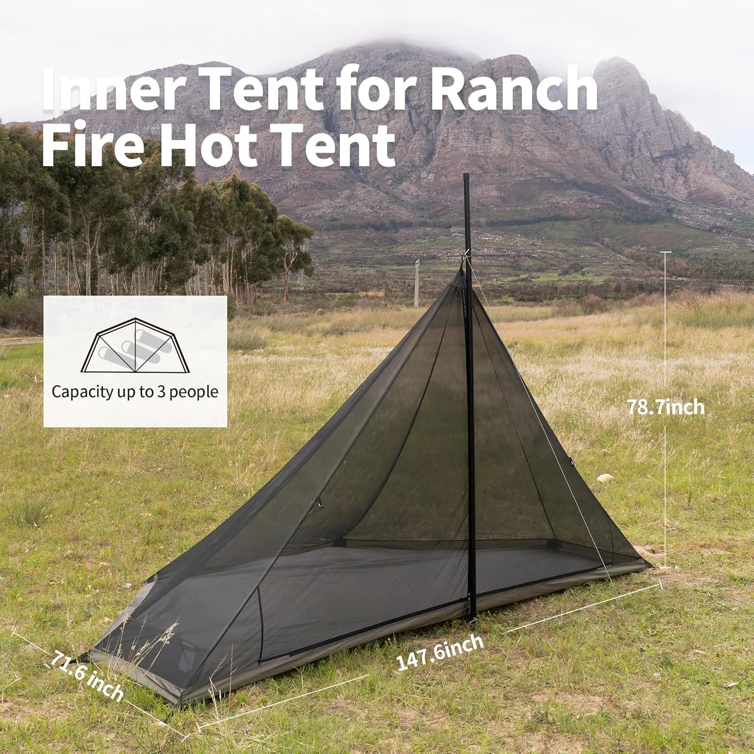 Naturehike Ranch Fire Teepee Tent with Stove Jack, 4-6 Person Waterproof Windproof 4 Season Tent for Cold Weather Camping