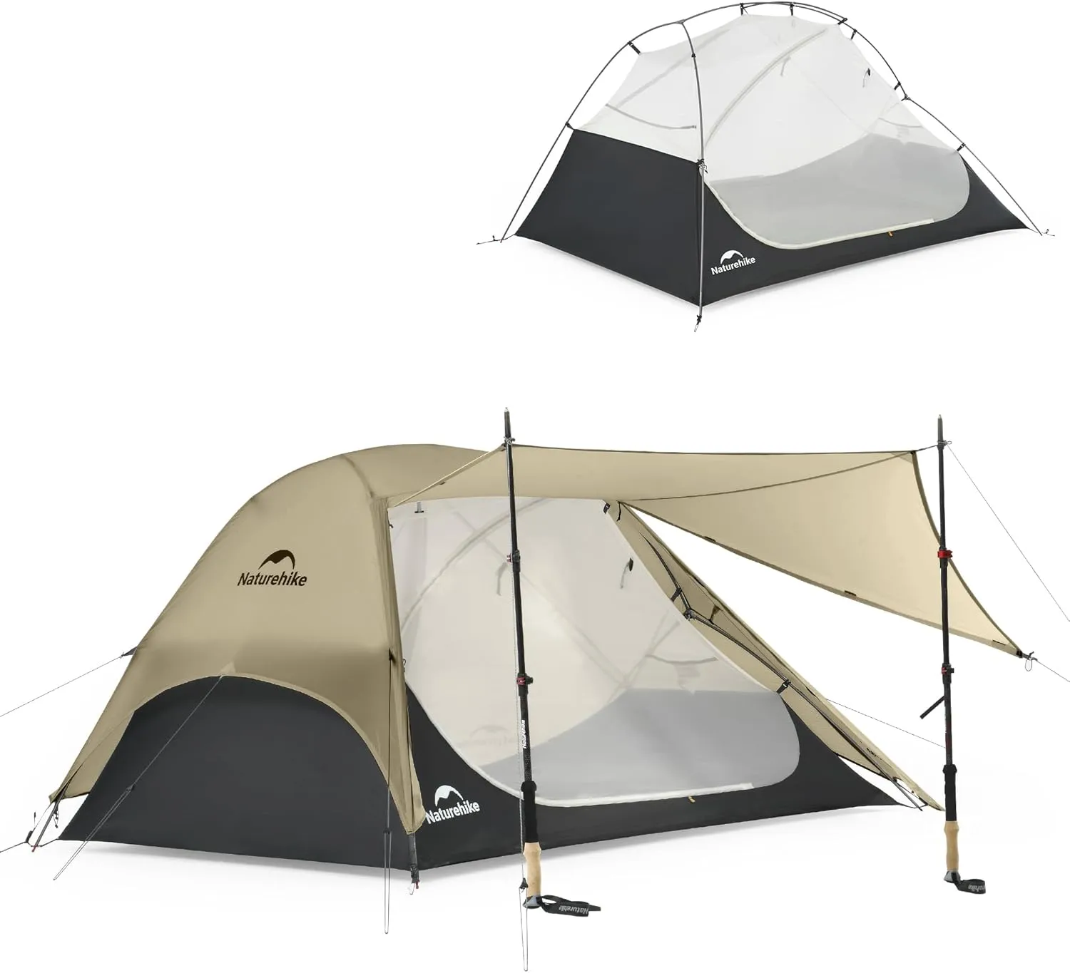 Naturehike Star River UL 2 Person Backpacking Tent, Double Layer Waterproof Two Person Tent, Lightweight Backpacking Cycling 2 Person Tent