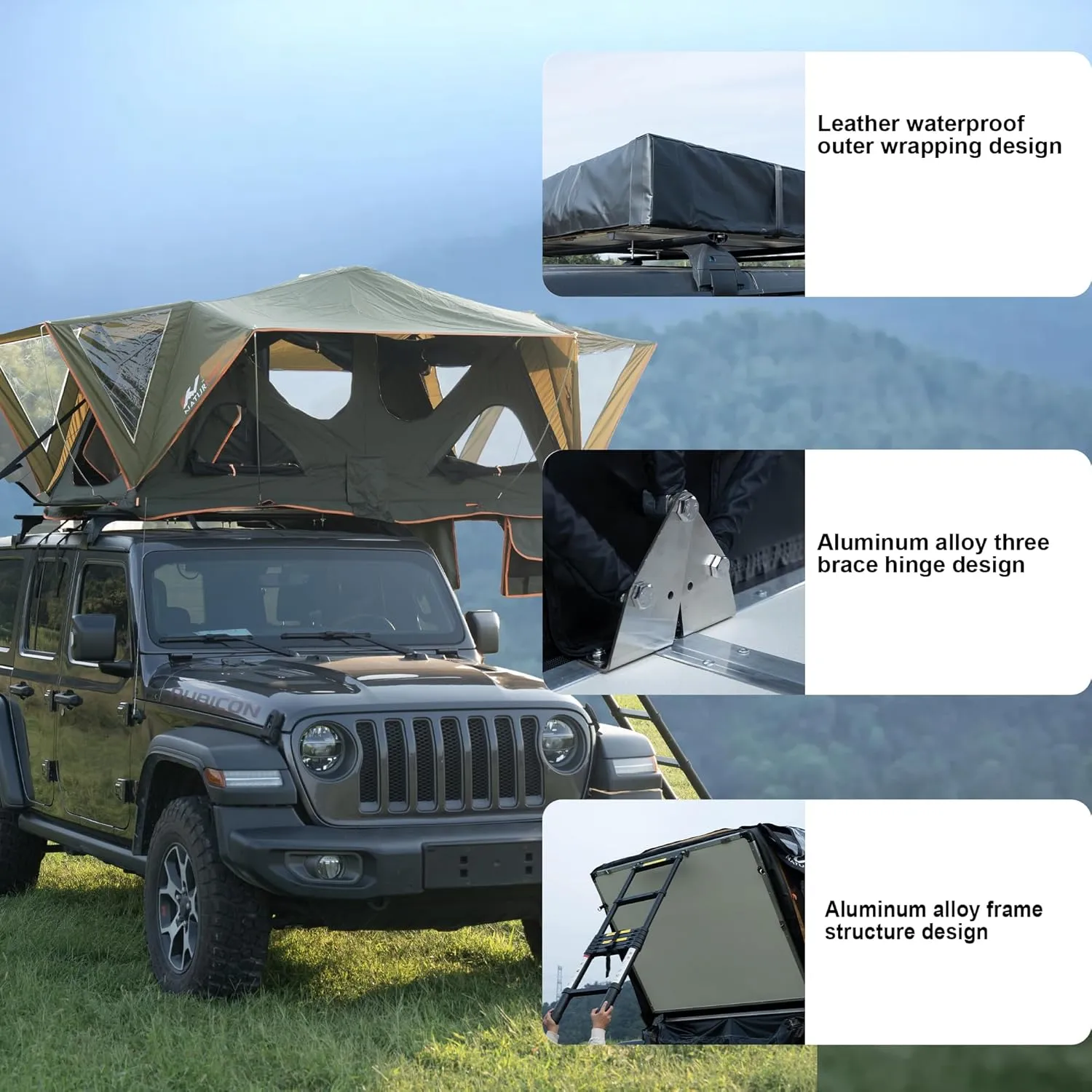 Naturnest Andromeda Rooftop Tent, Soft Shell Rooftop Tent, Rooftop Tent for Vans, Jeeps, SUVs, Trucks, Increased Use Area 2-3 Person Tent
