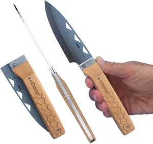 nCamp Food Prep Folding Knife - Premium Chef Knife, Classic Western Utility, Outdoor Cooking Knife with 9CR18MOV Steel Blade, wood handle for a comfortable secure grip