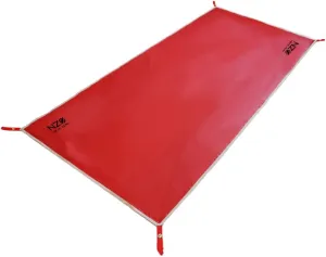 NEAR ZERO Waterproof Camping Footprint for 1 Person | 4.5 Oz Ultralight 20D Ripstop Nylon Multifunctional Tent Ground Tarp for Hiking, Picnic, & Backpacking | Carry Bag Included | Red (6.7 x 2.5 Ft)